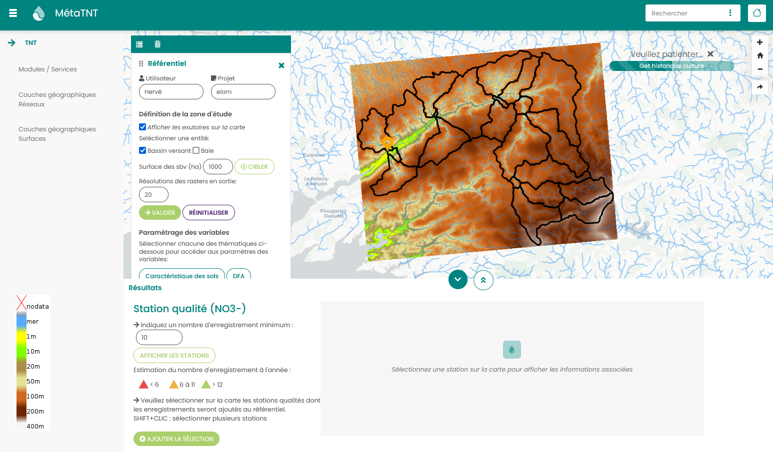 Interface web du portail cartographique